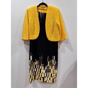 Maya Brooke Womens Geometric Jacket Dress size 10
